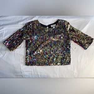 Multi Color Sequins Crop Top